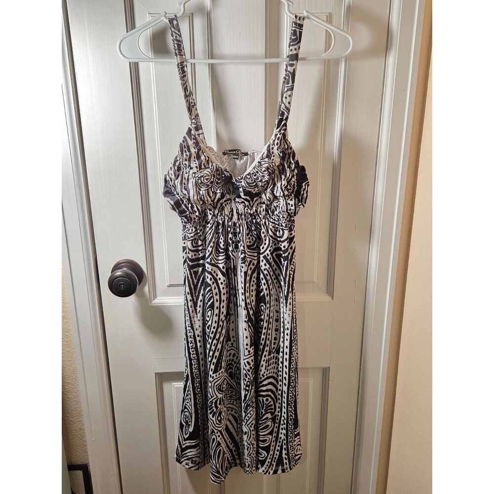Teen Women's Ocean Blue Medium Black & White Spaghetti Strap Dress